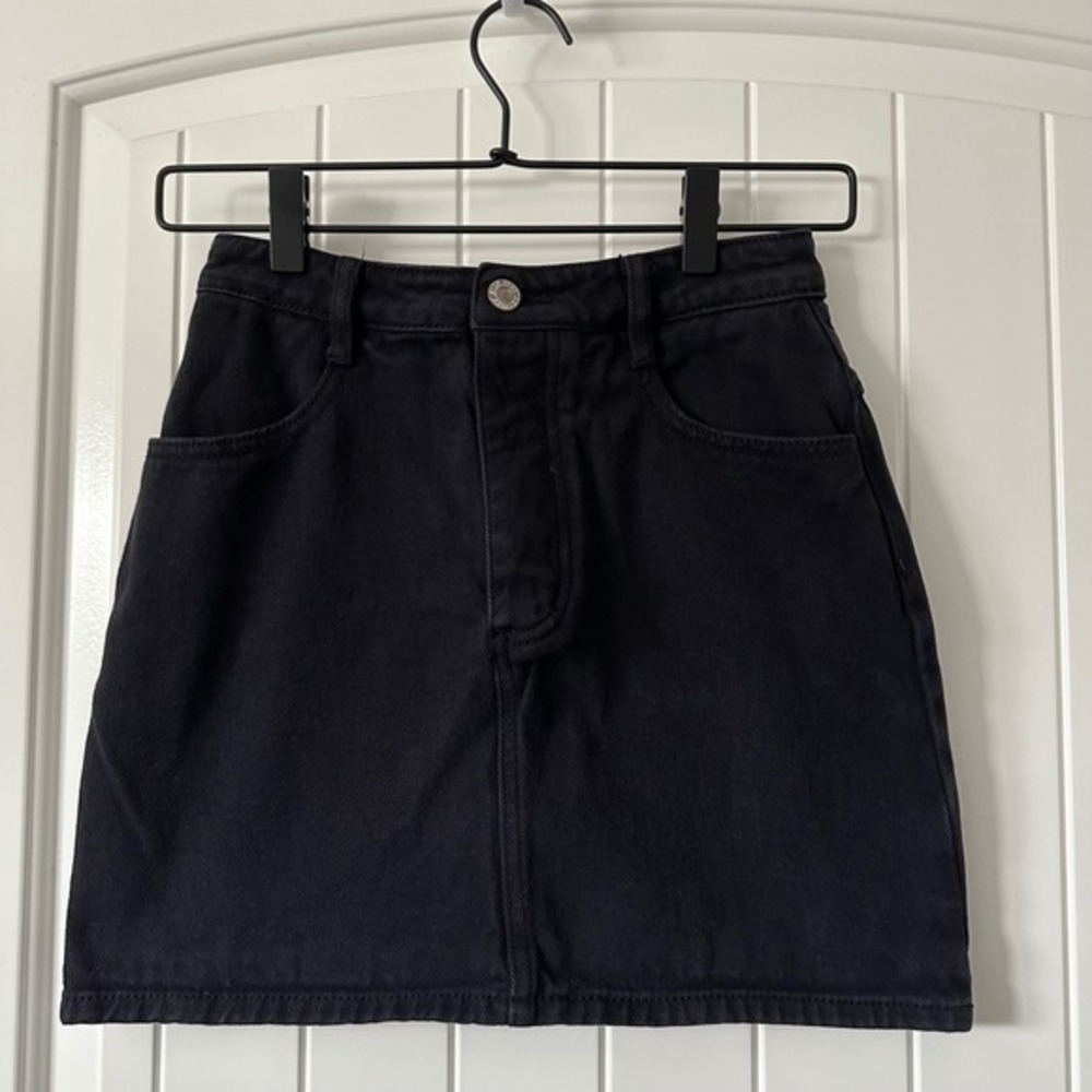Brandy Melville John Galt Denim Mini Skirt Black‎ Above Knee A-Line Size Small